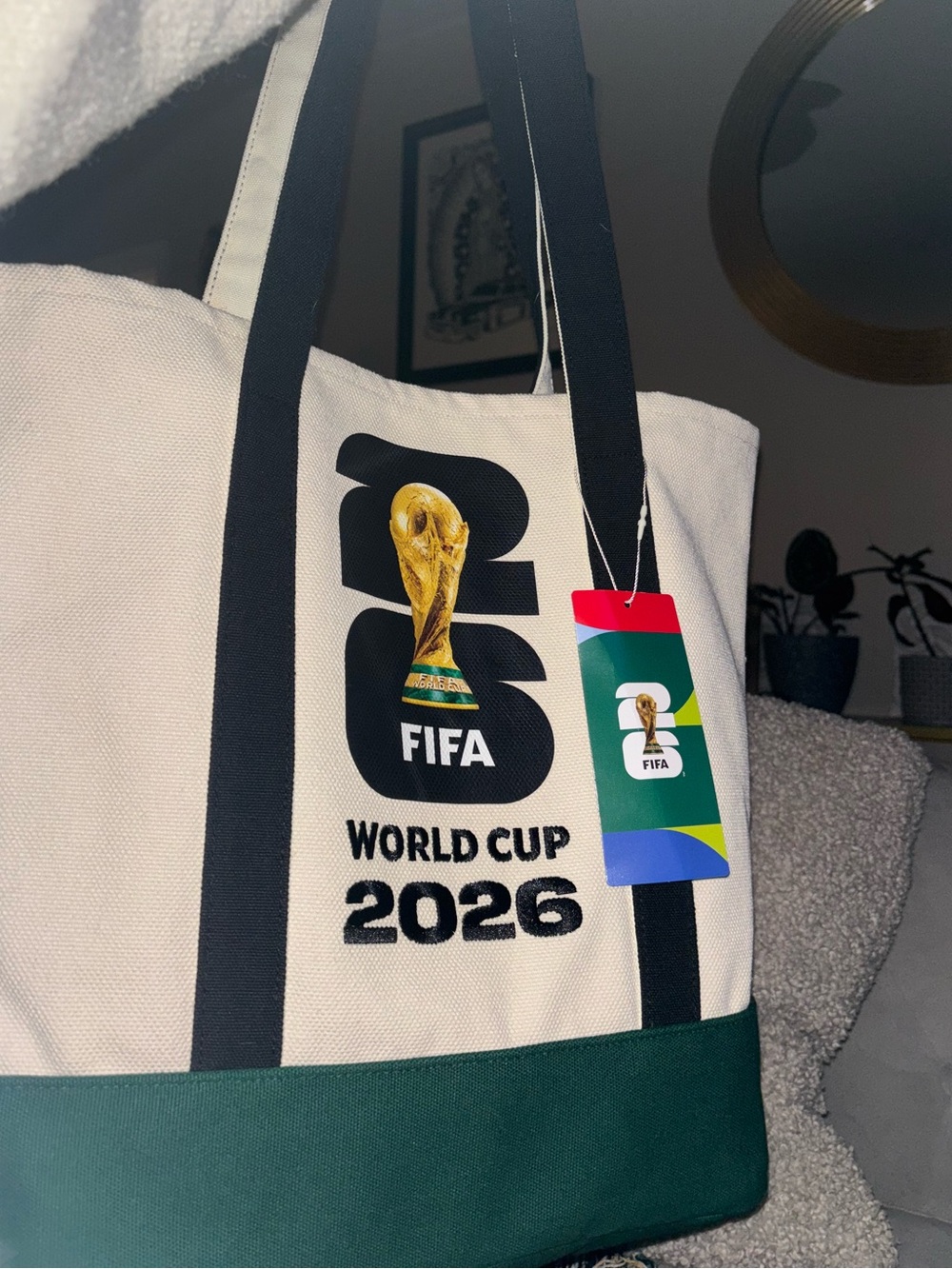 FIFA World Cup 2026 Beige and Green Canvas Tote
